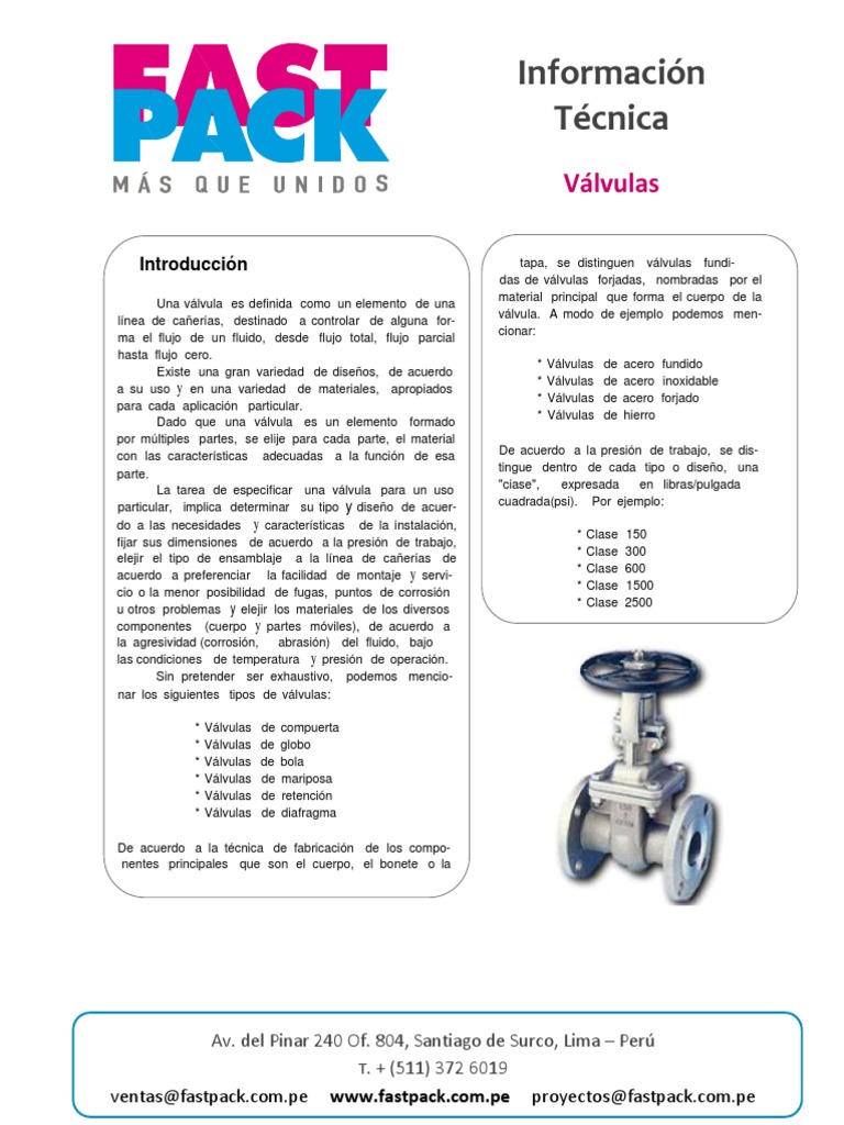 Valvulas Fast Pack | PDF | Acero | Válvula