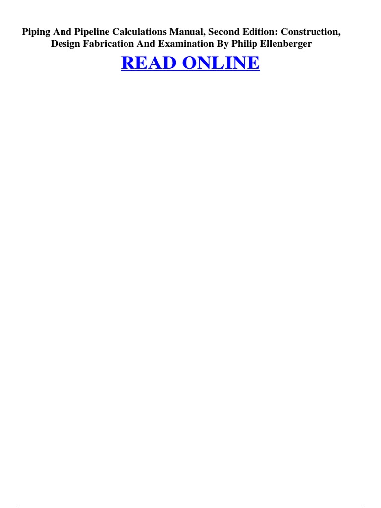 Piping and Pipeline Calculations Manual | PDF | E Books | Books
