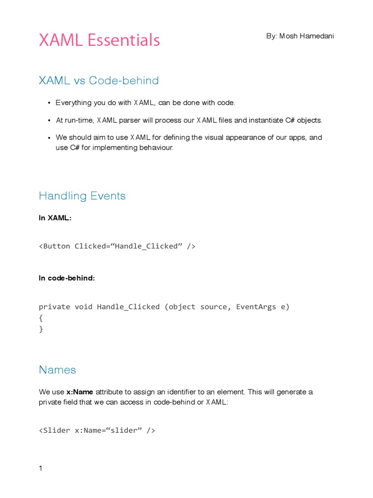 Xaml Cheat Sheet