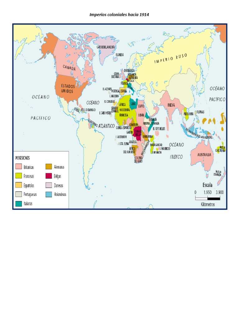 Mapa de imperios coloniales en 1914 | PDF