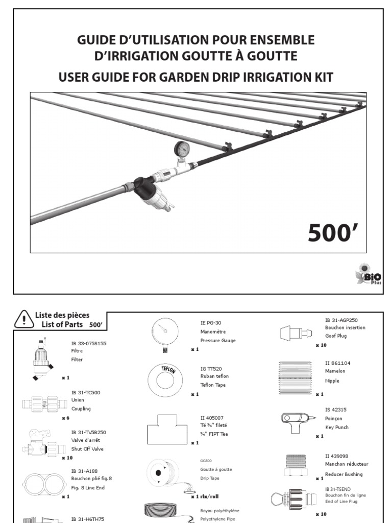 Guide D Installation de L Ensemble D Irrigation Goutte A Goutte 500