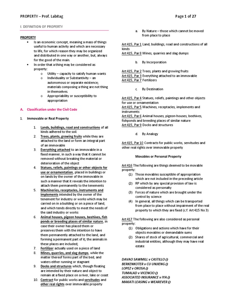Property Law Reviewer PDF Ownership Property