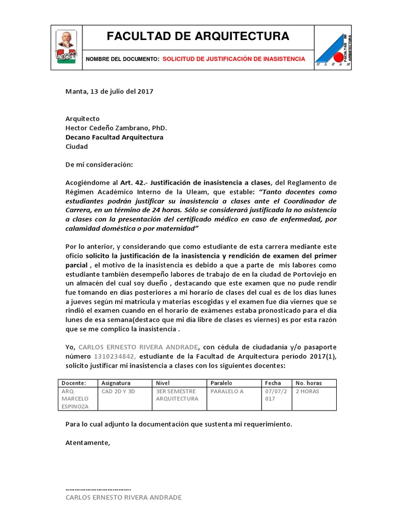 Solicitud Justificación de Inasistencia 1