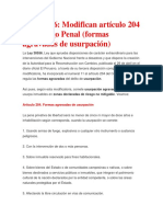 Modifican Artículo 204 USURPACIÓN