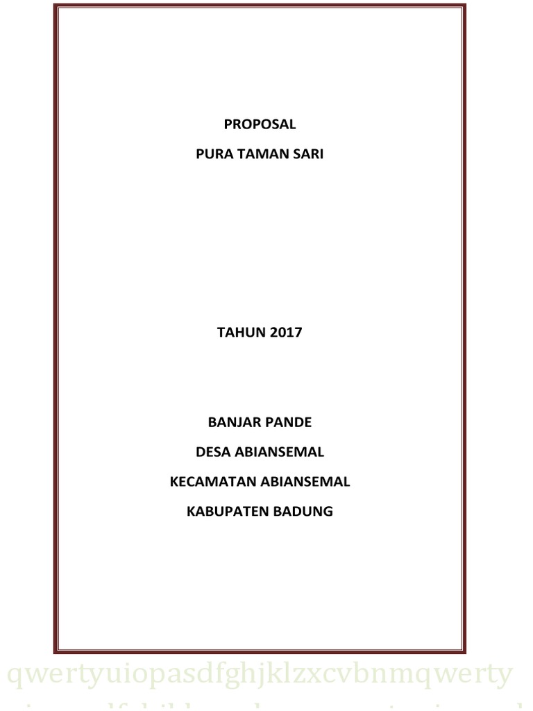 Contoh Proposal Permohonan Dana Pembangunan Pura