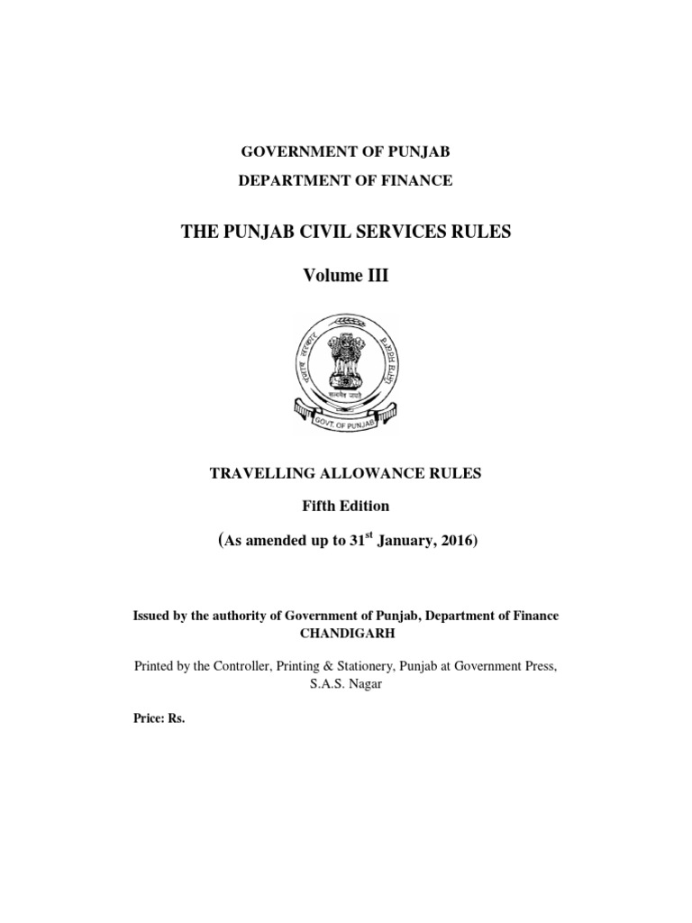 Punjab Civil Service RulesVol 3 PDF Rail Transport Civil Service