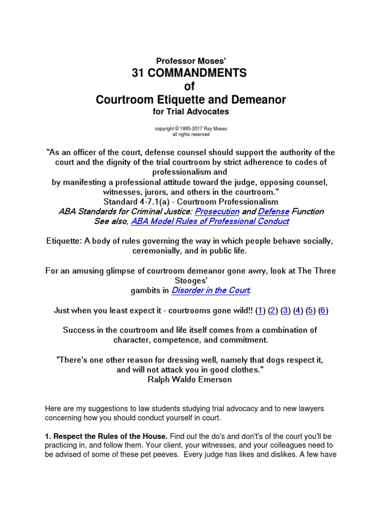 Demeanors in Court Room | PDF | Witness | Courtroom