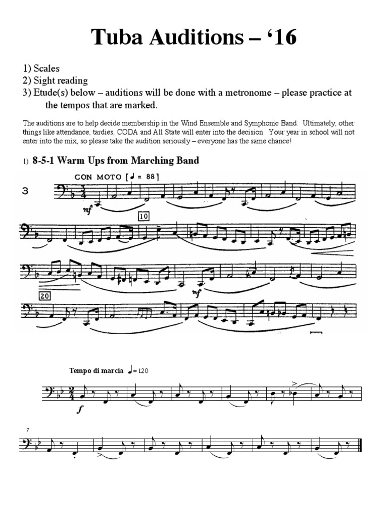 Tuba Audition PDF