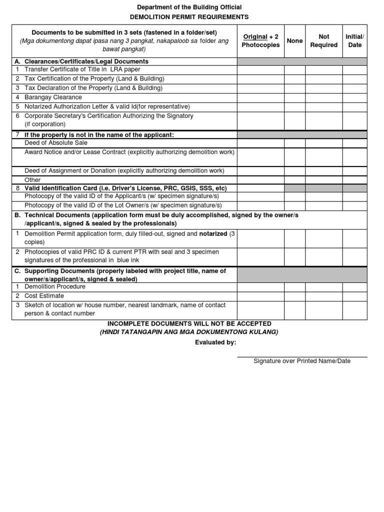 Demolition Permit PDF