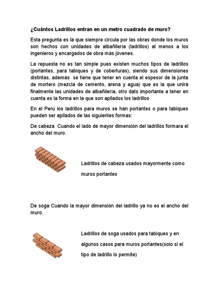 Cuantos Ladrillos Del 7 Entran En Un Metro Cuadrado