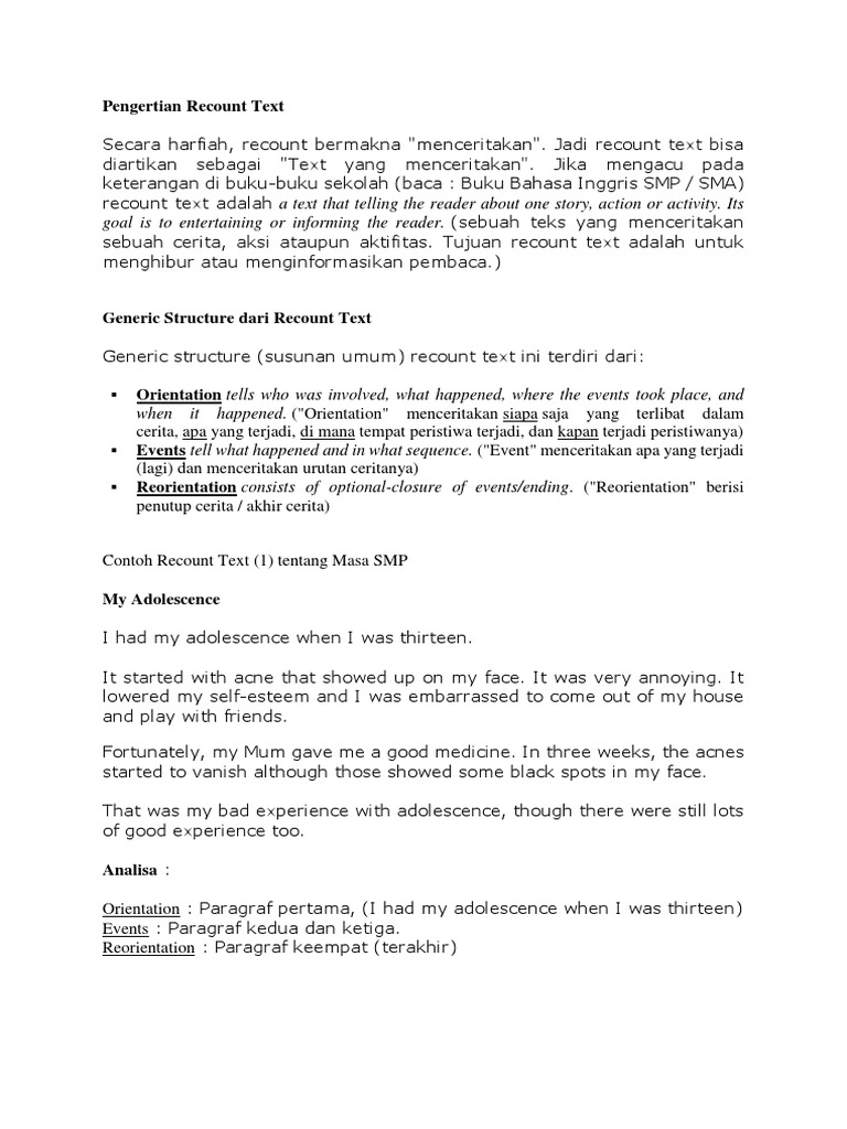 Pengertian Recount Text