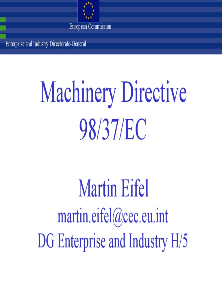 Machinery Directive 98-37-EC, Guide | European Union | European Commission
