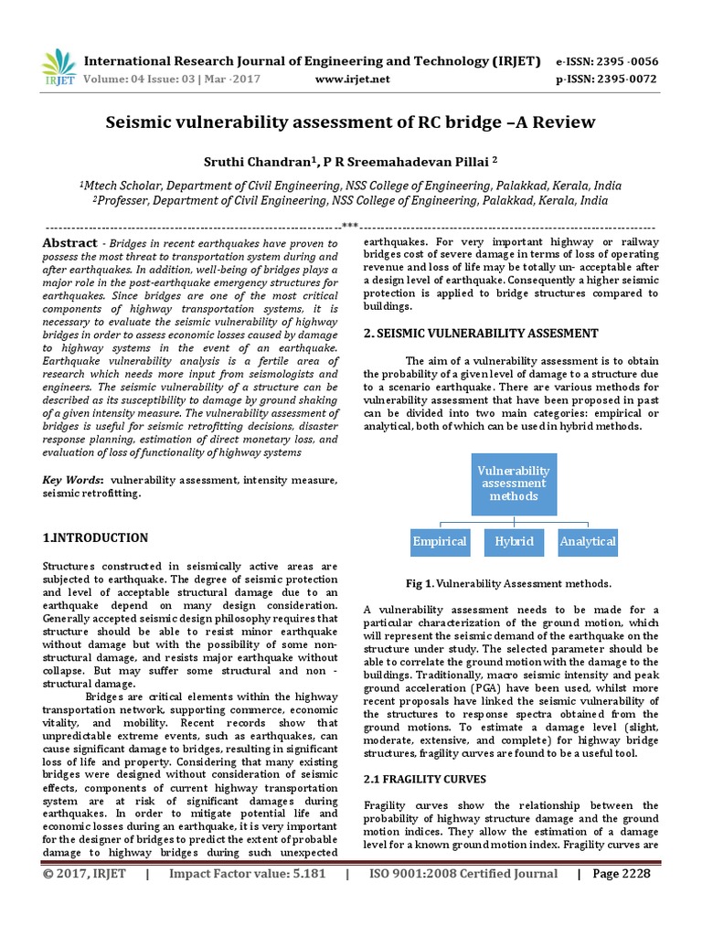 Seismic Vulnerability Assessment of RC Bridge - A Review | PDF ...