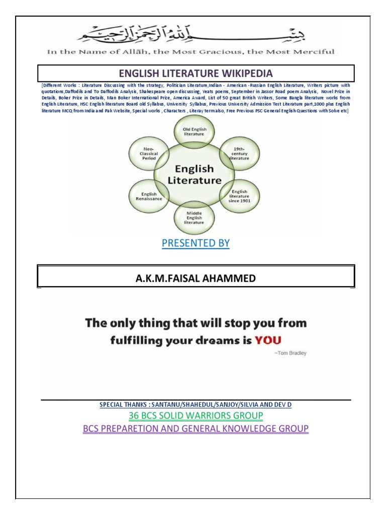 English Literature Wikipedia - Final by Afd - Ya PDF | PDF