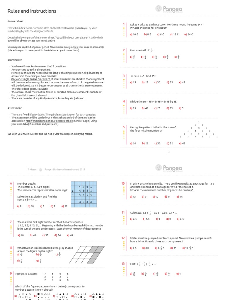 Pangea Math Competition 2015 Guide | PDF | Prime Number | Numbers