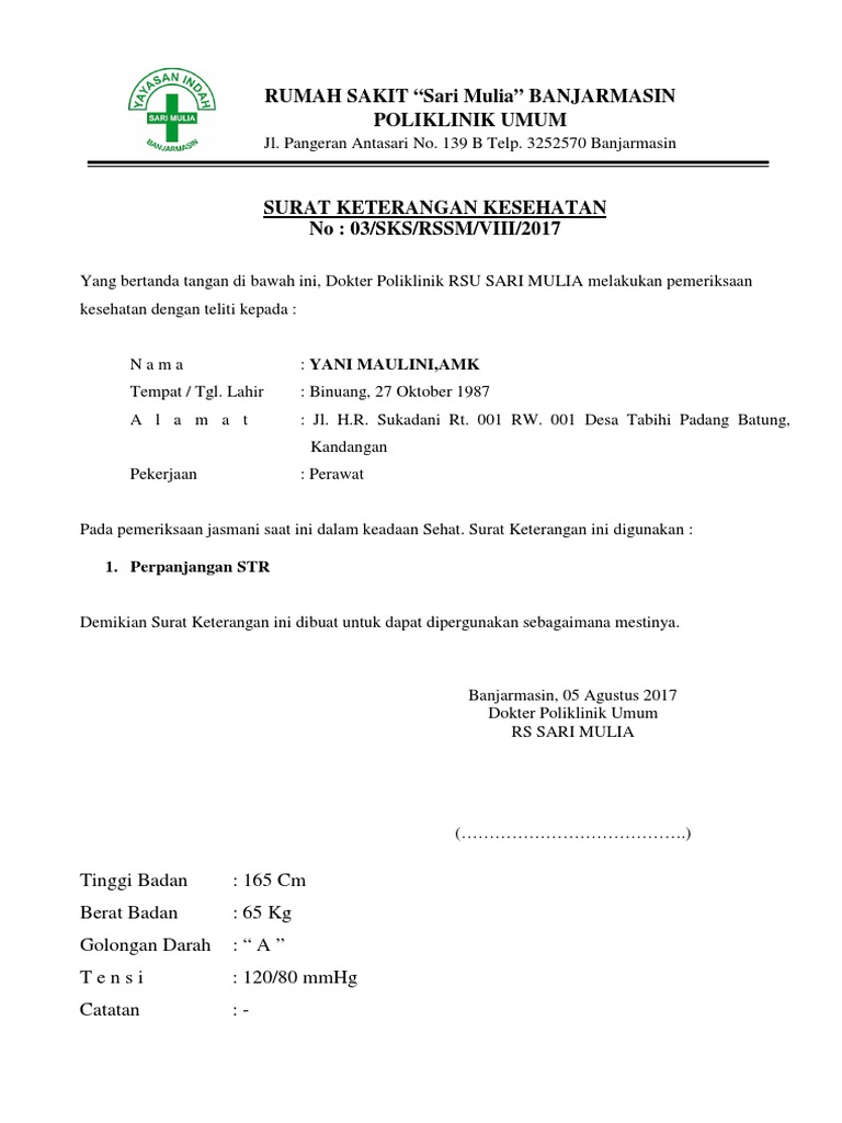 Surat Keterangan Kesehatan