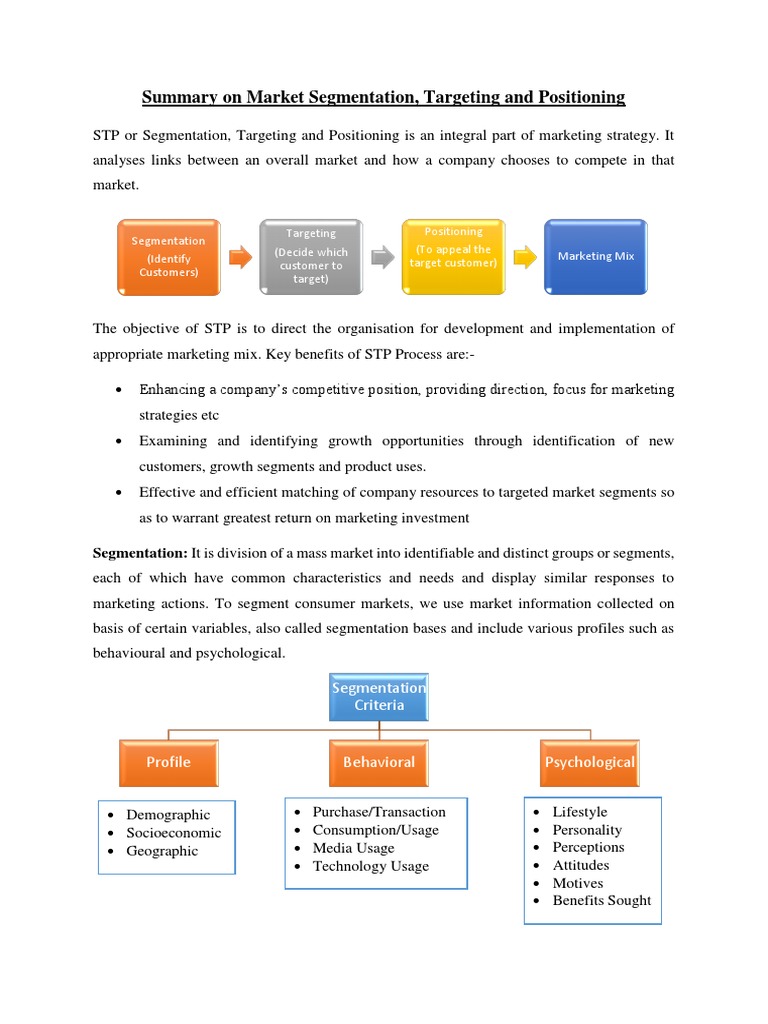 Market Segmentation and Positioning Overview | PDF | Market ...