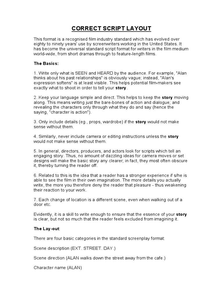 Correct Script Layout: The Basics | PDF | Screenplay | Leisure