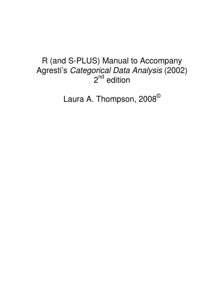 R Manual to Agresti's Categorical Data Analysis | Probability Distribution  | Logistic Regression