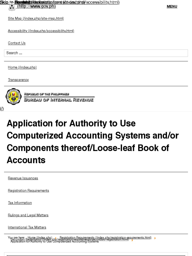Application For Authority To Use Computerized Accounting Systems ...