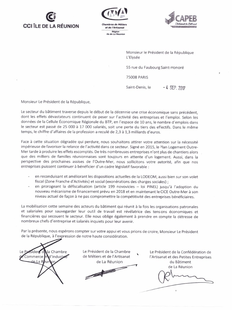 Lettre Au President de La Republique