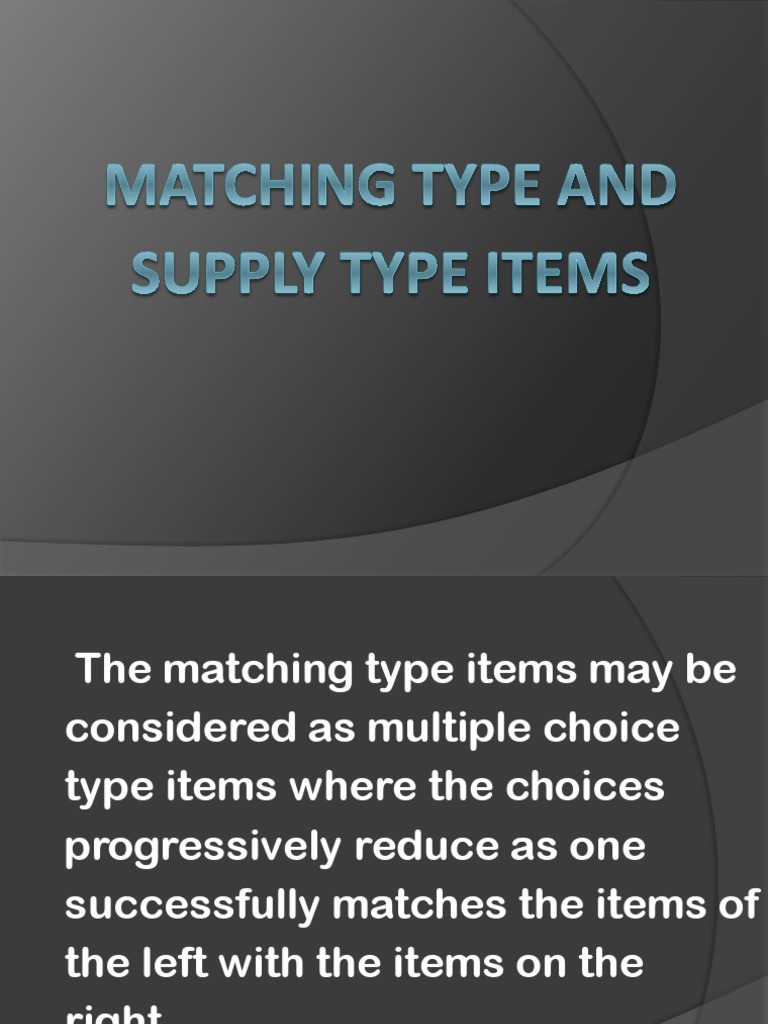 Matching and Supply Type Test Examples | PDF