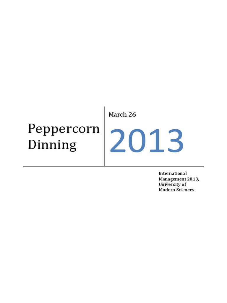 Case Study Peppercorn Dining PDF Quantitative Research