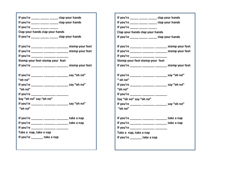 If You'Re Happy Fill in The Blanks | PDF