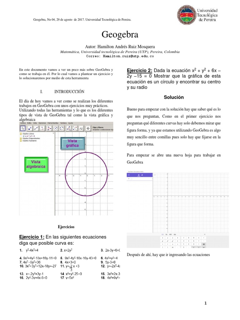 Ejercicios Prácticos en GeoGebra | PDF | Elipse | Curva