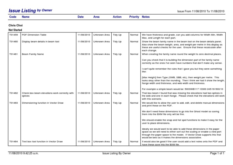 Issue Listing for Beam Tool Enhancements | PDF | Computing