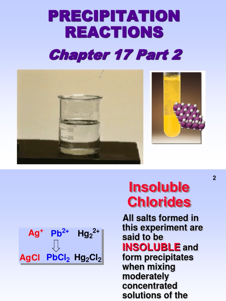 Precipitation Reactions Chapter 14 | Precipitation (Chemistry) | Solubility