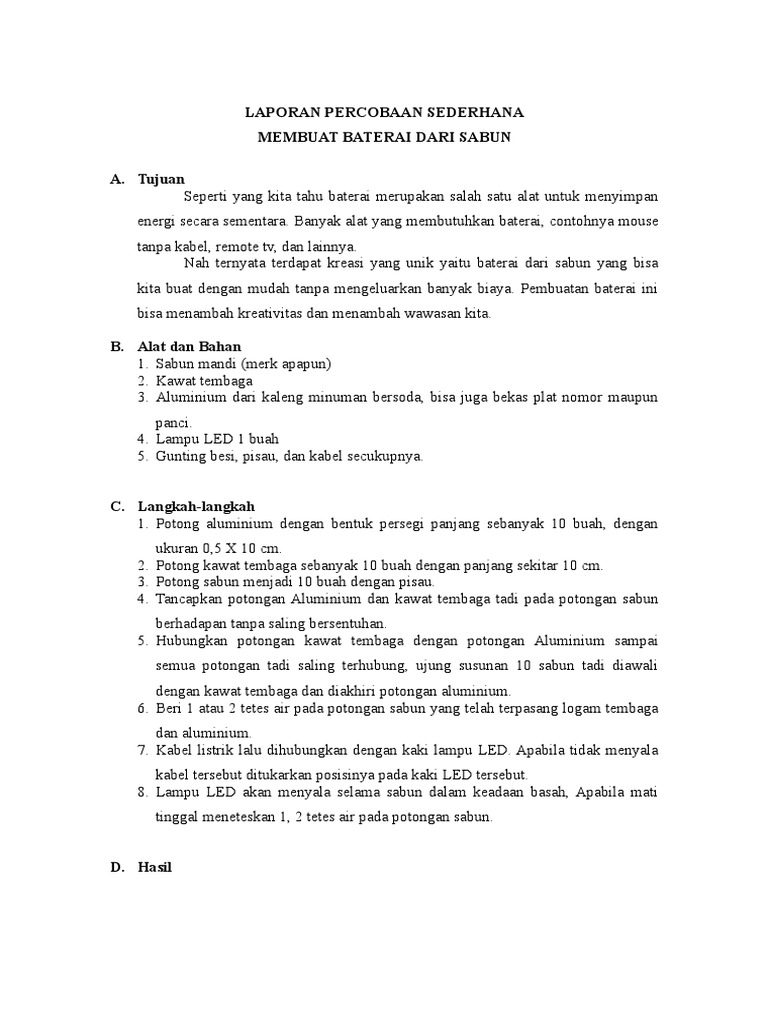 LAPORAN PERCOBAAN SEDERHANA