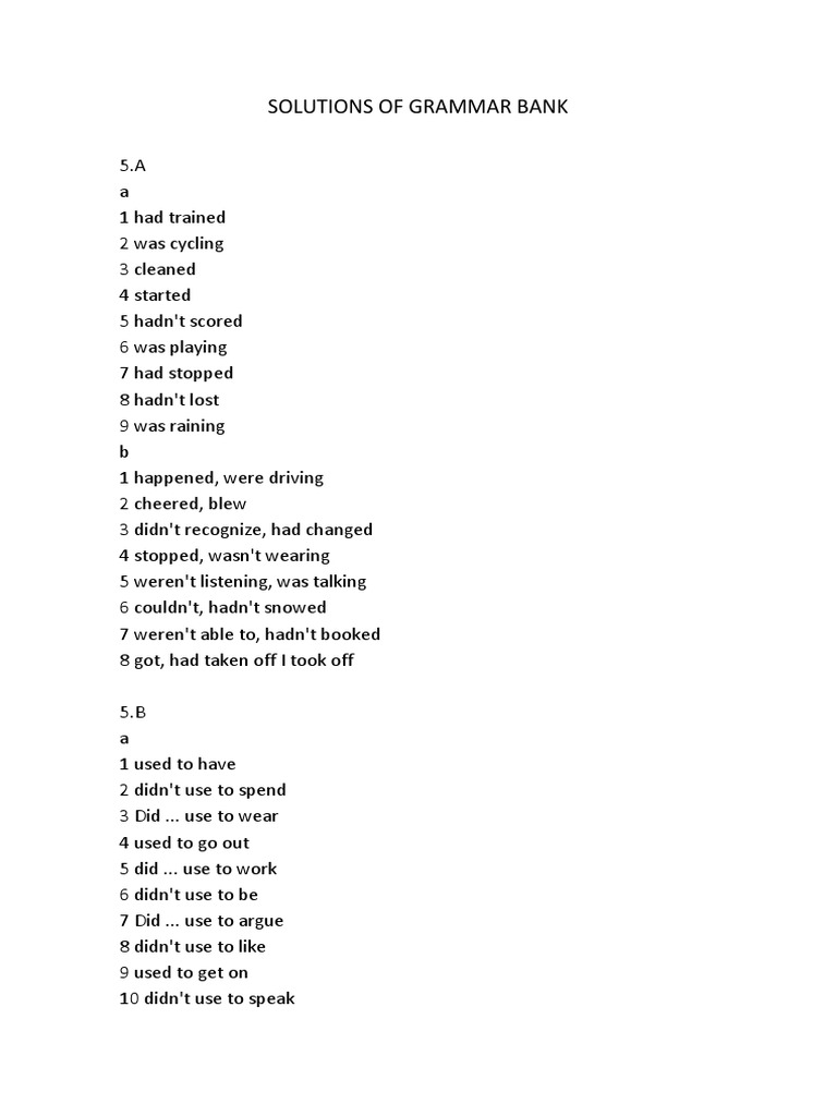 Solutions of Grammar Bank | PDF | Cooking, Food & Wine | Home & Garden