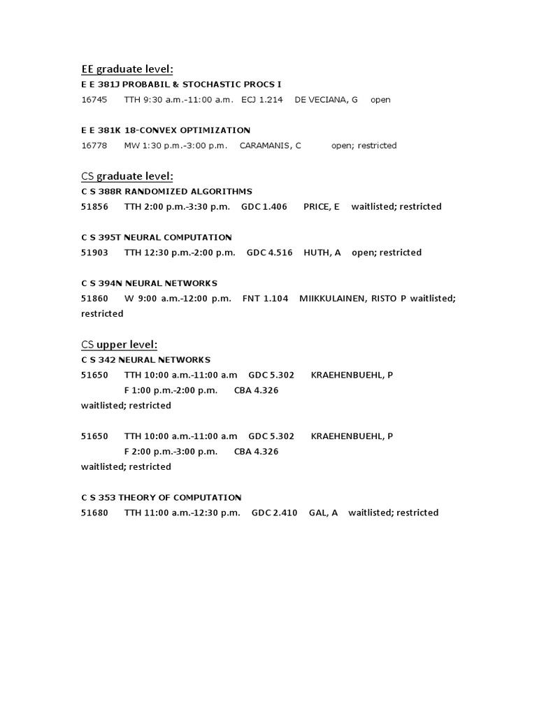 Graduate Courses in EE and CS | PDF