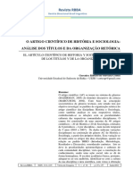 Gerenice Ribeiro de Oliveira Cortes-O Artigo Científico de História e Sociologia: Análise Dos Títulos e Da Organização Retórica