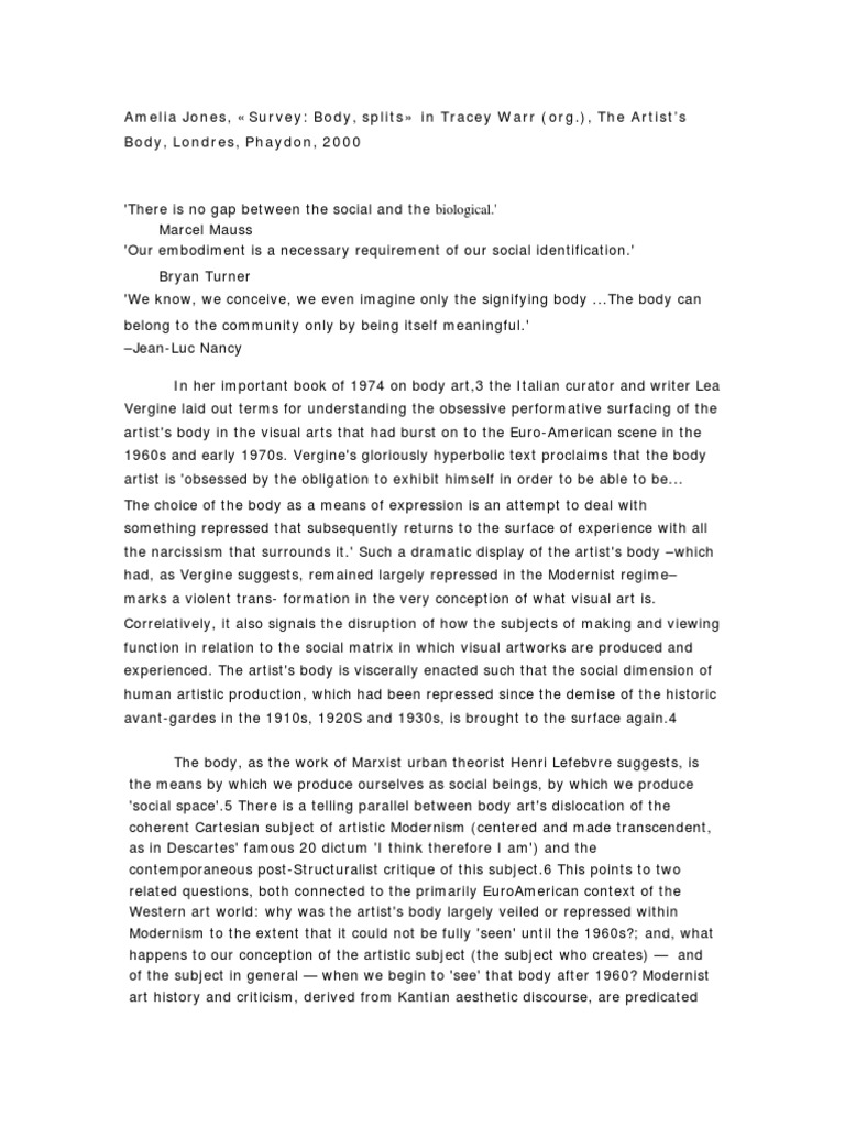 The Artist's Body PDF | PDF | Modernism | Performance Art