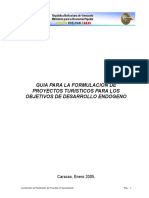 Guia para La Formulacion de Proyectos Turisticos para Los Objetivos de Desarrollo Endógeno