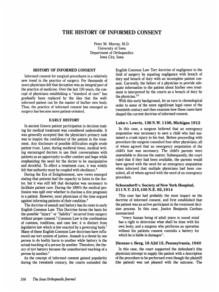 The History Of Informed Consent Download Free Pdf Informed Consent
