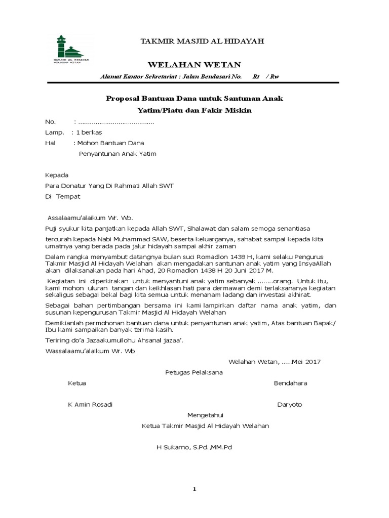 Proposal Bantuan Dana untuk Santunan Anak YATIM.docx