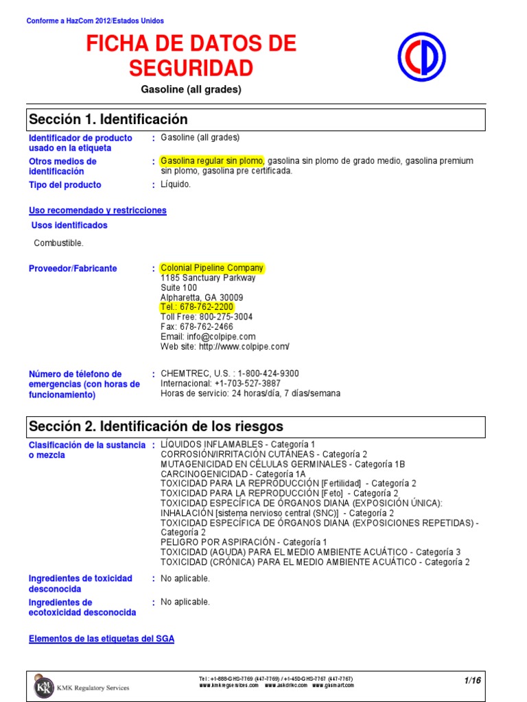 Sdsgasolinespanish Mx Contaminación Agua