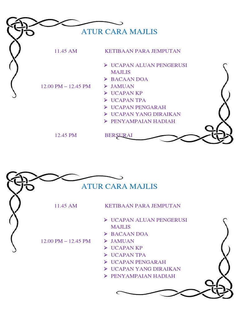 Atur Cara Majlis | PDF