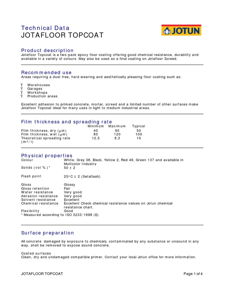 Jotafloor Topcoat Technical Data Sheet Paint Concrete Free 30day