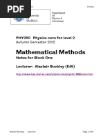 Mathematical Methods: PHY250 Physics Core For Level 2