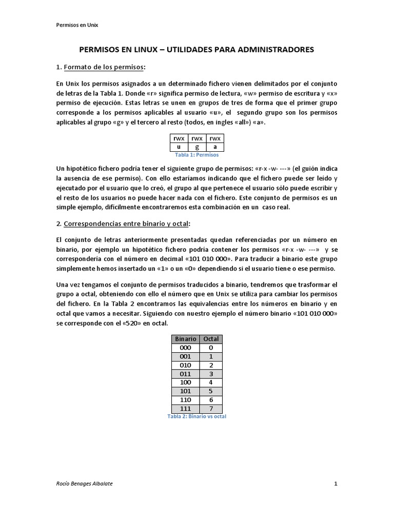 Permisos en Linux: Guía de chmod y octal | PDF | Aritmética | Archivo ...