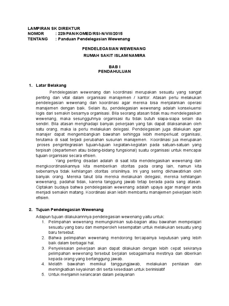 Surat Pendelegasian Wewenang