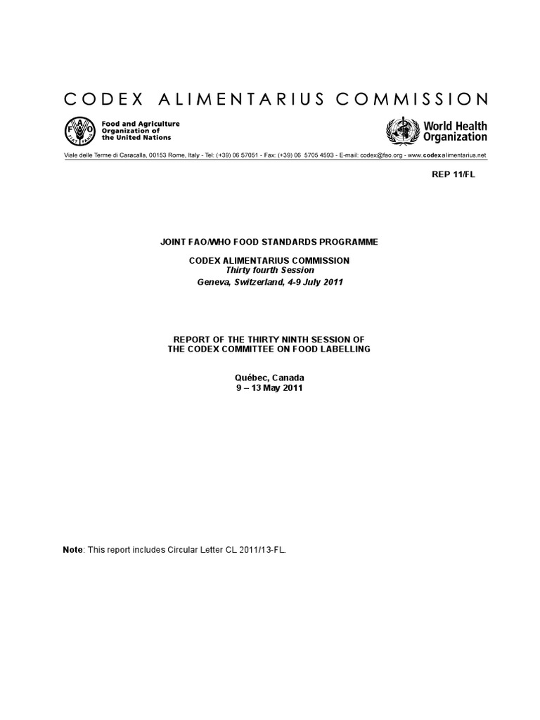Codex Alimentarius 34th Session - July 2011 | PDF | Trans Fat ...