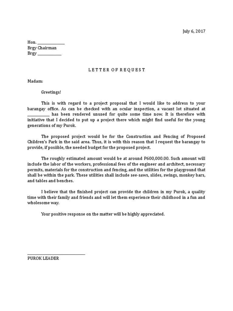 Project Proposal Letter Template