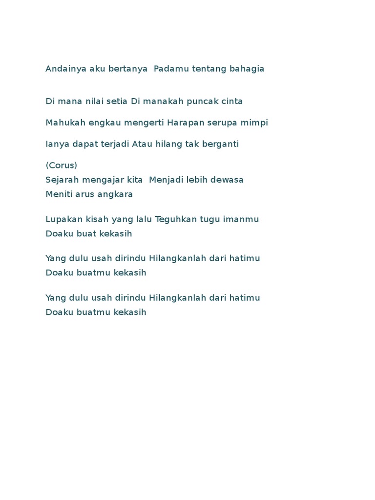 Lirik Lagu Doa Buat Kekasih Pdf