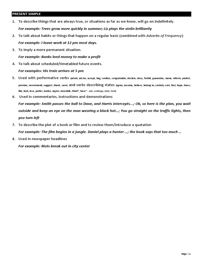 Present Simple And Present Continuous Advanced Points Pdf Feeling