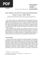 Jaw Relation Records For Fixed Prosthodontics